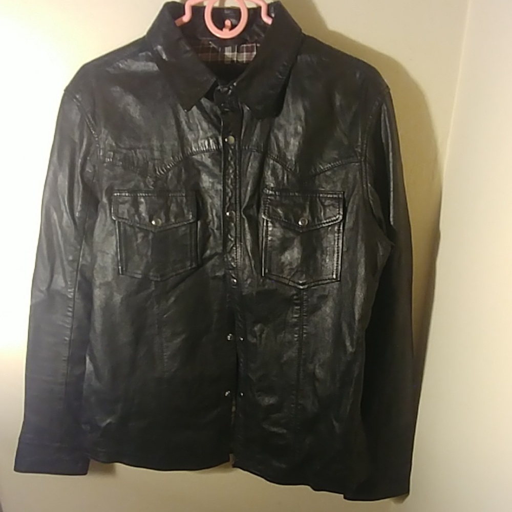 BARNEYS mens LEATHER "shacket"